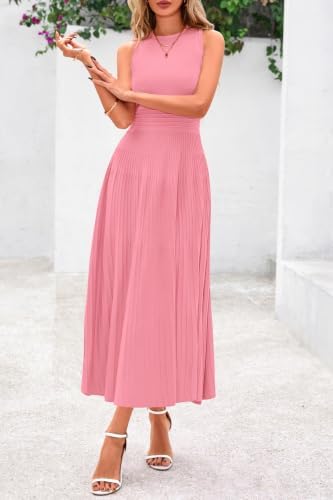 PRETTYGARDEN Women's Summer Pleated Midi Work Dress