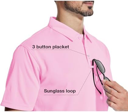 ZITY 5 Pack Polo Shirts for Men with Pocket Dry Quickly Short Sleeve Athletic Outdoor Work Collared Shirts