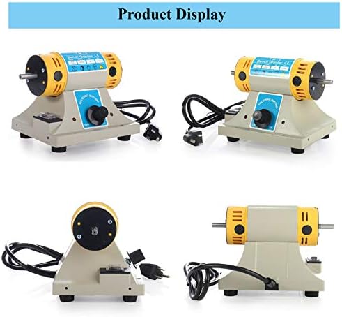 Electric Bench Buffer Polisher, 350W Mini Jewelry Rock Polishing Grinding Buffing Benchtop Tool Kits, Variable Speed 0~10000 RPM, DIY Rock Gem Jade