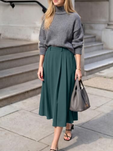 Casly Lamiit A-Line Midi Skirts for Women Business Skirt