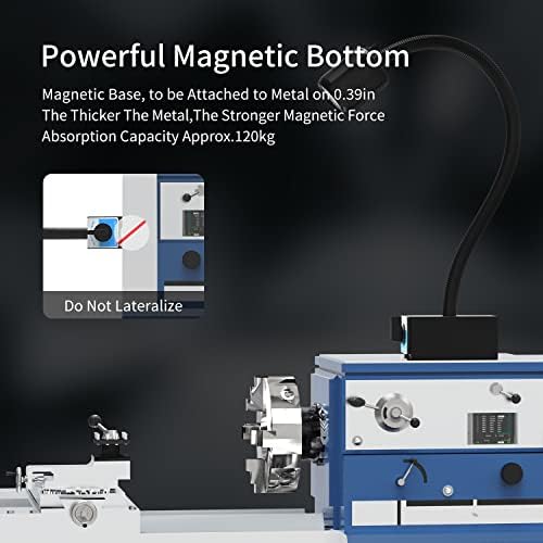 Magnetic Work Light,8W Lathe Machine Light with 12T Magnetic Base,Led Work Light for Lathe Machine/Drill Press