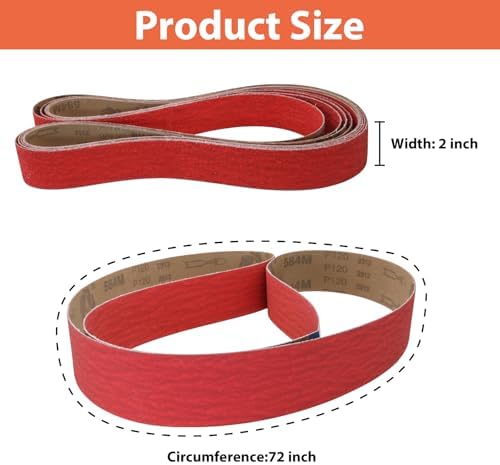 2 x 72 Ceramic Grinding Belts, 36 40 60 80 120 Grits, 5 Pack