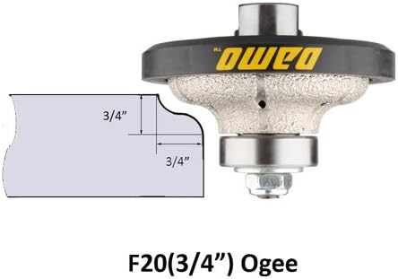 DAMO F20 3/4 inch Ogee Diamond Hand Profile Wheel, Hand Profiler, Coarse Grit Router Bit, 5/8-11 Thread, for Granite, Concrete, Marble, and Countertop Edge