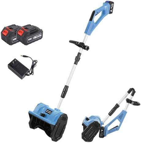 Battery Snow Blower,Snow Blower with Battery and Adjustable Handle,11" Clearing Path, 26' Throwing Distance,Electric Snow Thrower for Driveway Clearing,Blue-2Battery