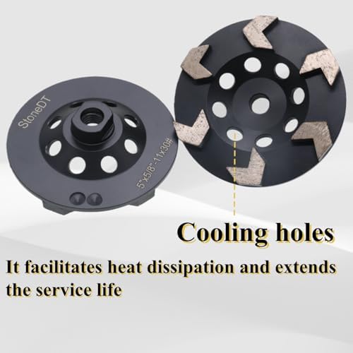 High Performance Diamond Grinding Cup Wheel, 5’’ Aggressive Arrow Segment Grinding Wheel for Concrete Thin Epoxy Coating Removal, 5/8"-11 Arbor, 30/40 Grit, 6 Segments