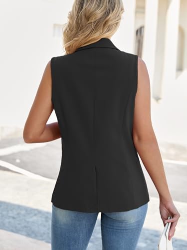 Mina Self Women's Sleeveless Vest Tops Open Front Lightweight Blazer Jacket