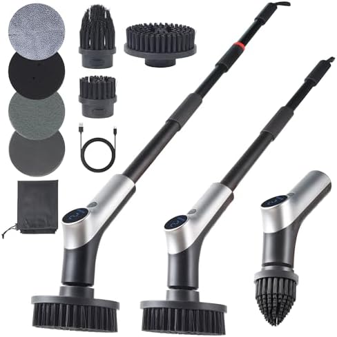Electric Spin Scrubber, IPX7 Waterproof Shower Scrubber with 7 Brush Heads