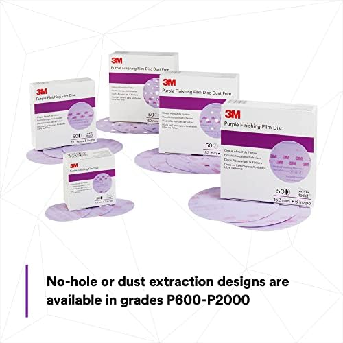 3M Hookit Purple Finishing Film Abrasive Disc, 260L, 30667, 6 in, P1500