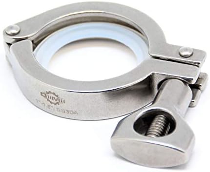 QiiMii 13MHHM Stainless Steel 304 Single Pin Heavy Duty Tri Clamp with Wing Nut for Ferrule TC 1.5" (1.5 Inch)