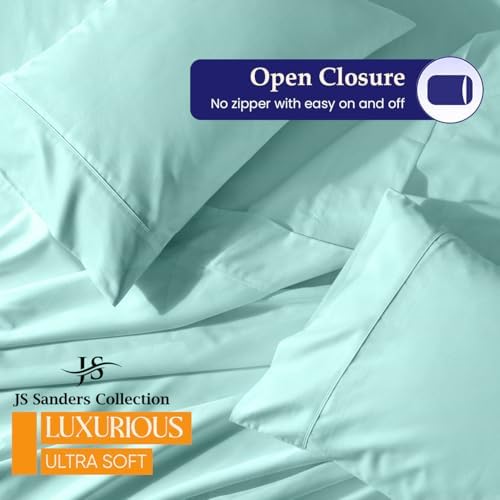 JS Sanders V Berth Boat Sheet 3 Pcs 600 TC Egyptian Cotton,Aqua Blue