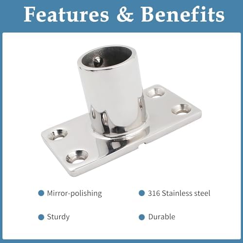 YANYUCB Boat Hand Rail Fitting,316 Stainless Steel Rectangular 60/90 Degree Boat Hand Rail Base(1 inch,1-1/4inch,7/8 inch,1-3/16 inch) with L Shape Hex Key and Screws
