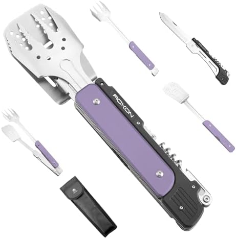 ROXON 6-in-1 Grill Tools Set, Metal Griddle Accessories Kit for Blackstone