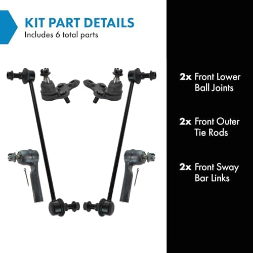 TRQ Front Steering & Suspension Kit Ball Joint Sway Bar Stabilizer Link Tie