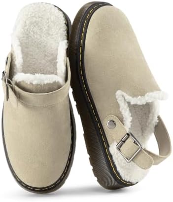 Athlefit Women's Slip On Suede Clogs with Back Strap