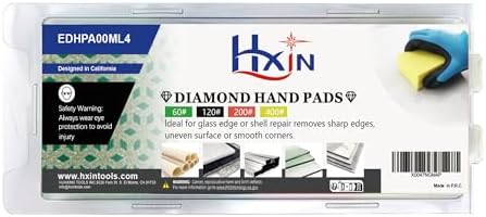 Diamond Hand Polishing Pad Diamond Sanding Block Foam Backed Diamond Sponge Sanding Pads for Wet or Dry Grinding polishing for Granite Marble Stone Tile Glass Ceramic (4, 60/120/200/400# Cubic)
