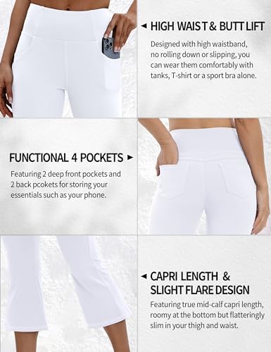 VOOVEEYA Women's Bootcut Leggings - Bootleg Yoga Pants Flare with 4 Pockets