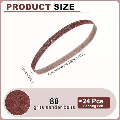 HARFINGTON 3/8 x 13 Inch Sanding Belts, 24 Pcs 80 Grits Aluminum Oxide