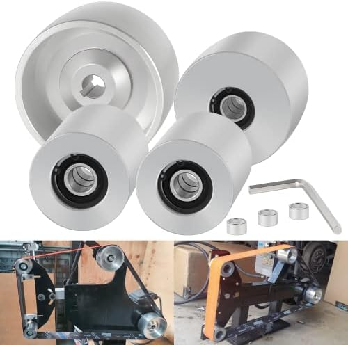 2" x 72" Belt Grinder Wheel Set Complete Wheel Kit Aluminum Wheel Crowned for Knife Grinder 4" Drive 5/8" Bore 3" Track 2" Idler (4" 5/8-3" - 2")