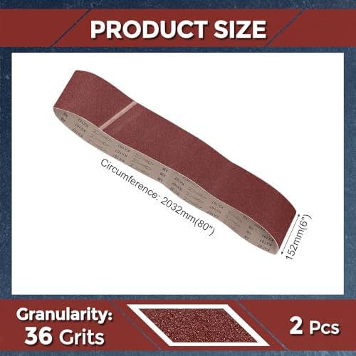 2 Pcs Sanding Belts 6 x 80 Inch 36 Grit Aluminum Oxide