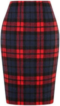 IDEALSANXUN Plaid Skirts for Women Fall Winter Knee Length Pencil Wool Skirt with Slit