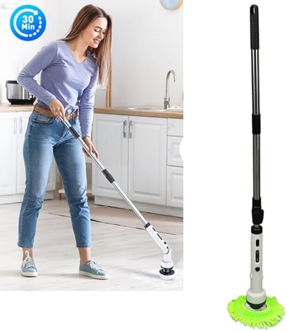 Electric Spin Scrubber, Bathroom Cleaner Brush, Cordless Shower Scrubber with Replaceable Brush Heads, Detachable Handle Power Cleaning Brush for Bathroom Floor Tile