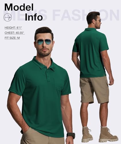 ZITY 5 Pack Polo Shirts for Men with Pocket Dry Quickly Short Sleeve Athletic Outdoor Work Collared Shirts