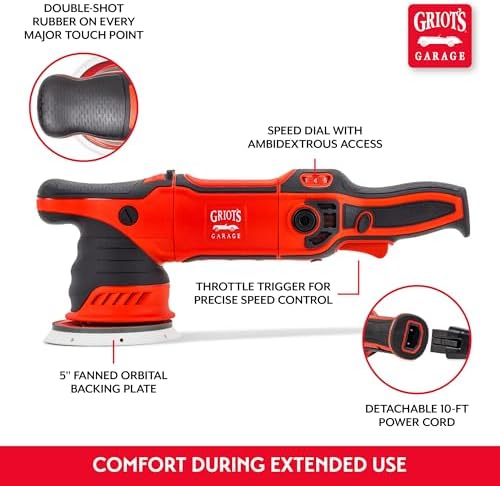 Griot's Garage 10915 G15 Long Throw Orbital Polisher, 1100 W, 15 mm