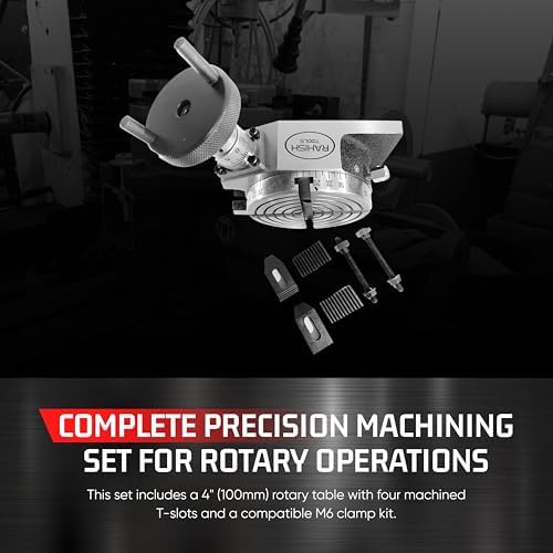 Rotary Table for Milling Machines Horizontal & Vertical & M6 Clamp Kit, 4"