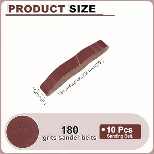 HARFINGTON 6 x 89 Inch Sanding Belts, 10 Pcs 180 Grits Aluminum Oxide