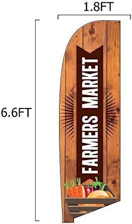 Vispronet Farmers Market Small Feather Flag Kit with Table Clamp – 1.8ft x 6.6ft Flag – Stands about 8.2ft Tall – Great for Businesses, Storefronts, Job Fairs, and Festivals – Printed in the USA