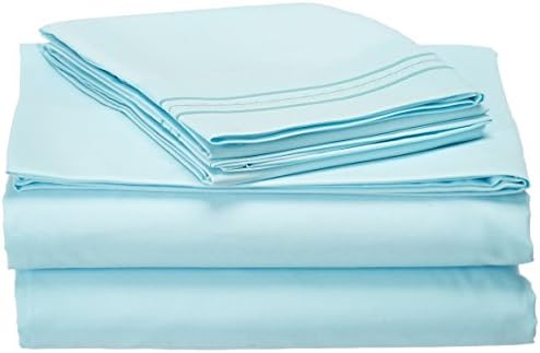 Jessica Sanders Premier 1800 Series 4pc Bed Sheet Set - Queen, Light Blue Aqua, - Jessica Sanders Embroidery