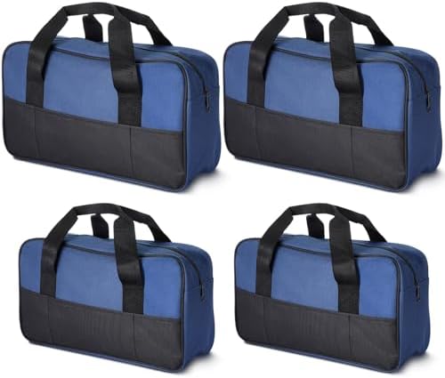 4 Pack 18 Inch & 14 Inch Waterproof Tool Bag with Zipper and Outside Pockets Wide Mouth Tool Tote Bag for Electrician Organizer Instrument, Electrician Carpenter Mechanic