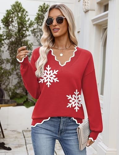 Zeagoo Women's 2026 Fall V Neck Sweater Long Sleeve Lightweight Knit Tops