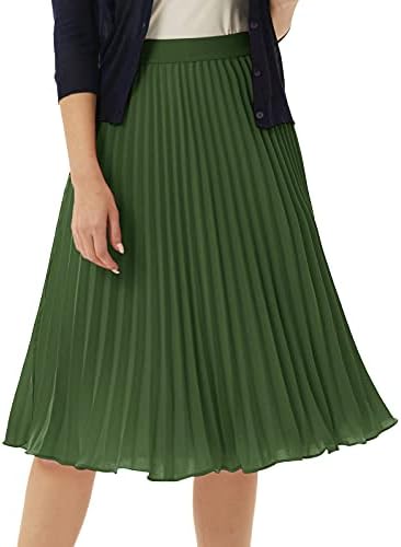 GRACE KARIN Pleated Midi Skirt for Women Chiffon A-Line Outfits