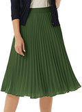 GRACE KARIN Pleated Midi Skirt for Women Chiffon A-Line Outfits