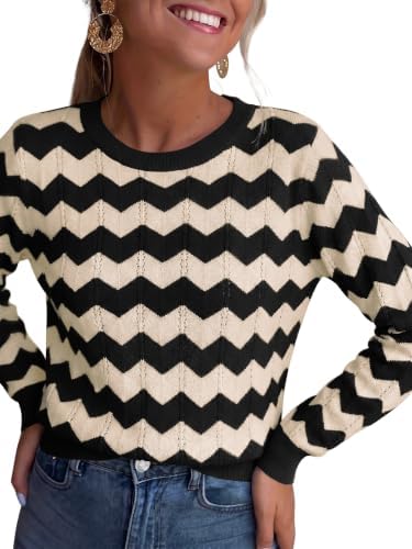 Womens Sweaters Crew Neck Long Sleeve Casual Fall Outfits Fashion Clothing
