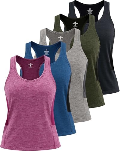 5 Pack Women's Dry Fit Tank Tops Sleeveless Athletic Workout Gym Yoga