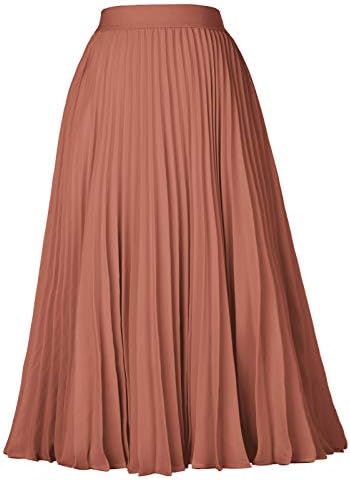 GRACE KARIN Pleated Midi Skirt for Women Chiffon A-Line Outfits