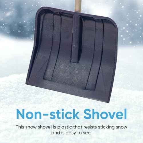 Superio Kids Snow Shovel, 32-Inch Lightweight Trunk Shovel with 12” Poly Blade & D-Grip, Blue, 2 Pack