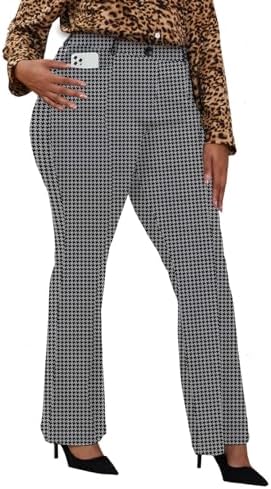 DGD Wrinkle-Free Stretch Dress Pants Plus Size for Women Pull-on Pant Ease into Comfort Office Pant