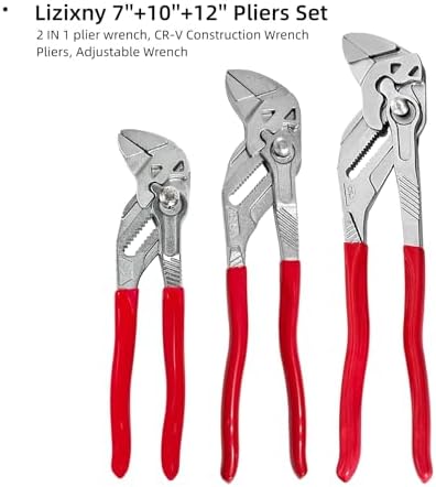 Pliers Wrench 3-Piece Set, 7/10/12-Inch Wrenches