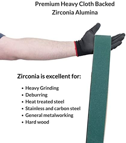 Red Label Abrasives 2 X 42 Inch Knife Sharpening Zirconia Sanding Belts - Coarse Grits - 6 Pack Assortment for Knife Making, Sharpening, Metalworking, and Woodworking