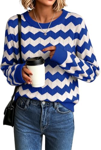 Womens Sweaters Crew Neck Long Sleeve Casual Fall Outfits Fashion Clothing