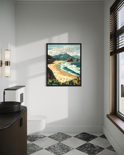 Cannon Beach Oregon Unframed Wall Art Print Poster, US Vintage Retro Beach Scenery Posters Prints for Restroom Home Picture Painting Artwork Gallery 219 (Cannon Beach Oregon, 24" L x 18" W, Unframed)
