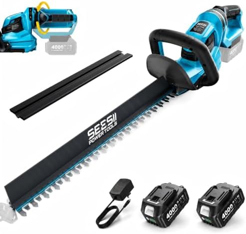 SEESII 22" Hedge Trimmer Cordless, 20V Electric Bush Trimmer, 2 Batteries
