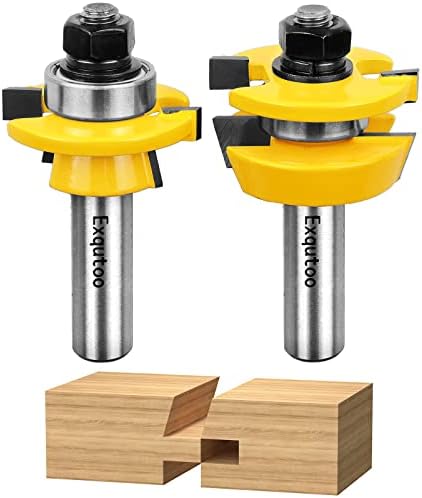 Exqutoo 1/2-Inch Shank 2 Set Bevel Shaker Rail and Stile Router Bits