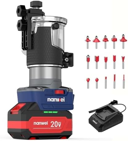 NANWEI Router Tool, Cordless Router for Woodworking with 6.0Ah Battery, Wood Router for DIY & Professional Use