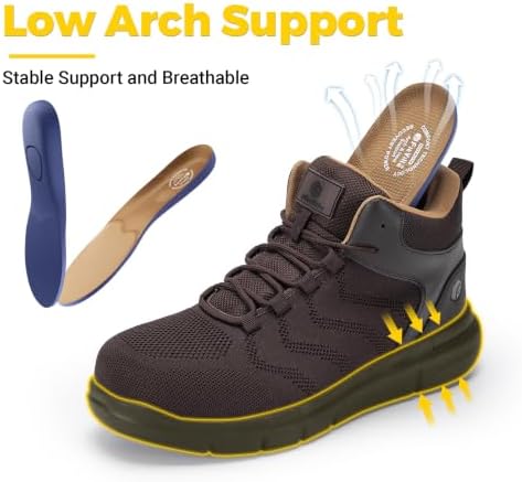 FitVille Extra Wide Work Boots for Men Composite Steel Toe Safety Boots High Top Work Shoes for Men