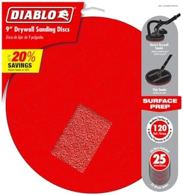 Diablo Hook & Lock ROS Sanding Discs for Drywall - 9" Size, 25-Pack