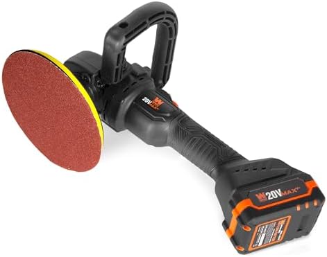 WEN 20V Max Cordless 7-Inch Variable Speed Rotary Polisher and Waxer Kit with 4Ah Battery, Charger, and Polishing Pads (20877)